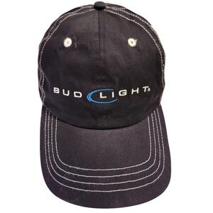 Vintage‎ Bud Light Baseball Cap Black Embroidered Logo Adjustable Strap Men